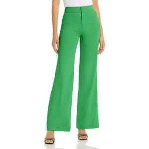 NEW NWT Alice and Olivia High Waisted Wide Leg Pants in Garden Green Size 10